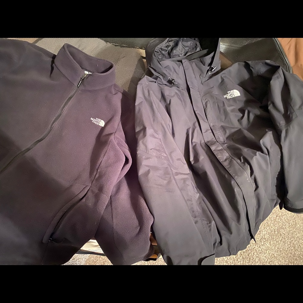 Mens Black North Face Coat with fleece insert